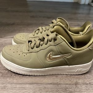 olive green and gold nike air force 1s